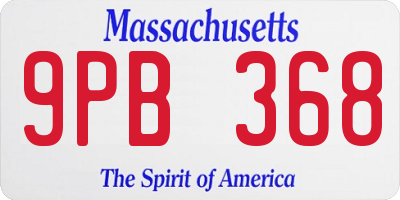 MA license plate 9PB368