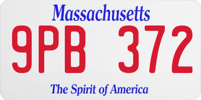 MA license plate 9PB372