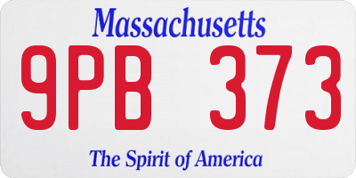 MA license plate 9PB373