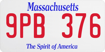 MA license plate 9PB376