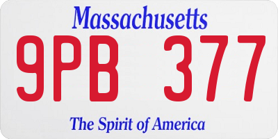 MA license plate 9PB377