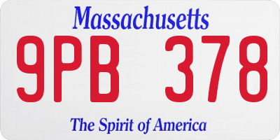 MA license plate 9PB378