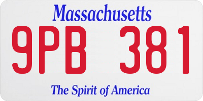 MA license plate 9PB381