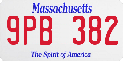 MA license plate 9PB382