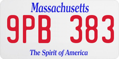 MA license plate 9PB383