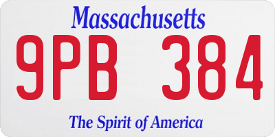 MA license plate 9PB384