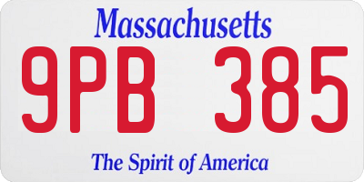 MA license plate 9PB385