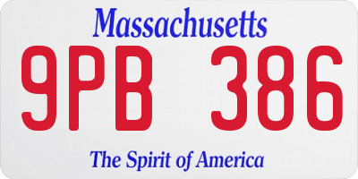 MA license plate 9PB386