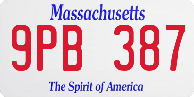 MA license plate 9PB387
