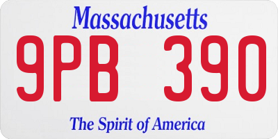 MA license plate 9PB390