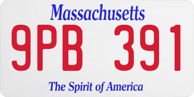MA license plate 9PB391