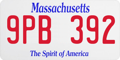 MA license plate 9PB392