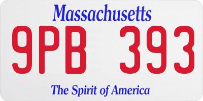 MA license plate 9PB393