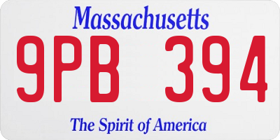 MA license plate 9PB394