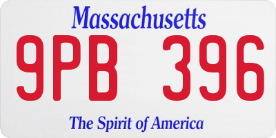 MA license plate 9PB396