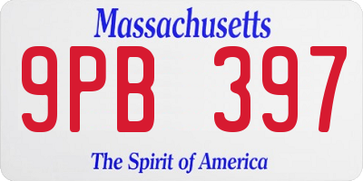 MA license plate 9PB397