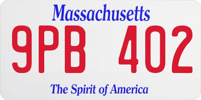 MA license plate 9PB402