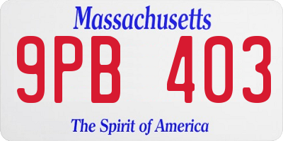 MA license plate 9PB403