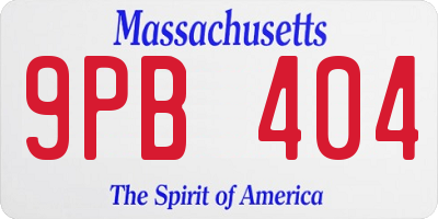 MA license plate 9PB404