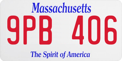 MA license plate 9PB406