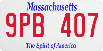 MA license plate 9PB407