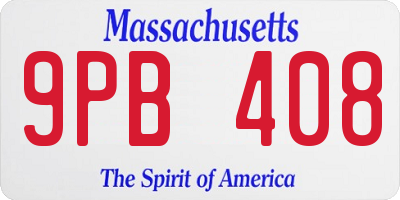 MA license plate 9PB408