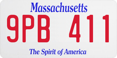 MA license plate 9PB411