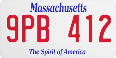 MA license plate 9PB412