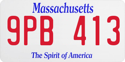 MA license plate 9PB413