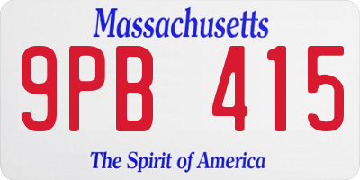 MA license plate 9PB415