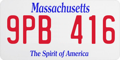 MA license plate 9PB416