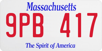 MA license plate 9PB417