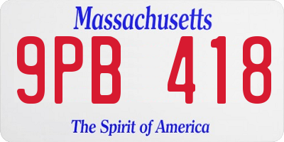 MA license plate 9PB418