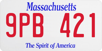 MA license plate 9PB421