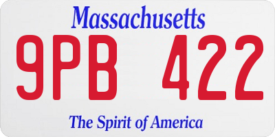 MA license plate 9PB422