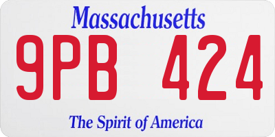 MA license plate 9PB424