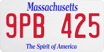 MA license plate 9PB425