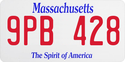 MA license plate 9PB428
