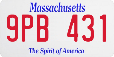 MA license plate 9PB431
