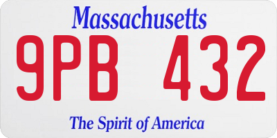 MA license plate 9PB432