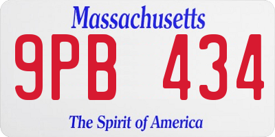 MA license plate 9PB434