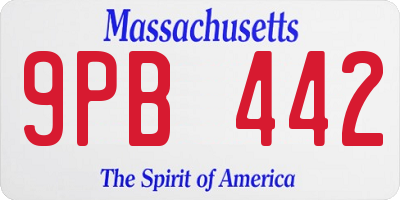 MA license plate 9PB442