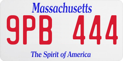 MA license plate 9PB444