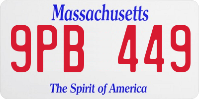 MA license plate 9PB449