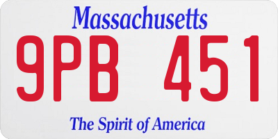 MA license plate 9PB451