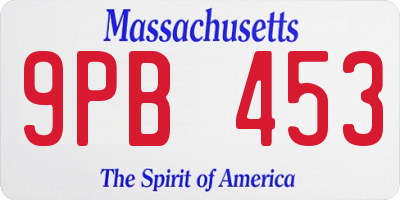 MA license plate 9PB453