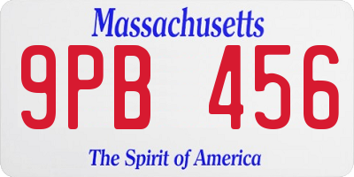 MA license plate 9PB456