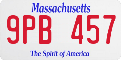 MA license plate 9PB457