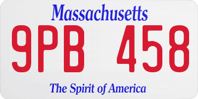 MA license plate 9PB458