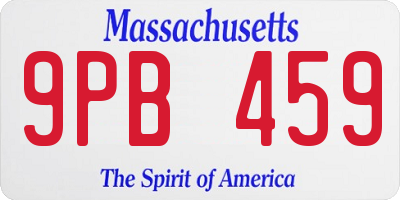MA license plate 9PB459